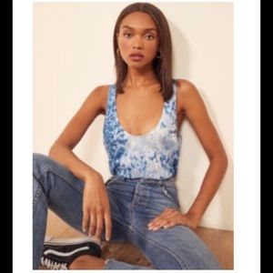 Reformation Lyle Tank Top Shibori Tie Dye Medium